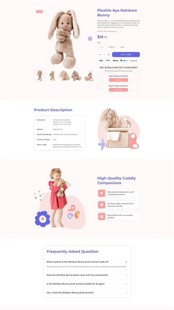Shopify client website layout example