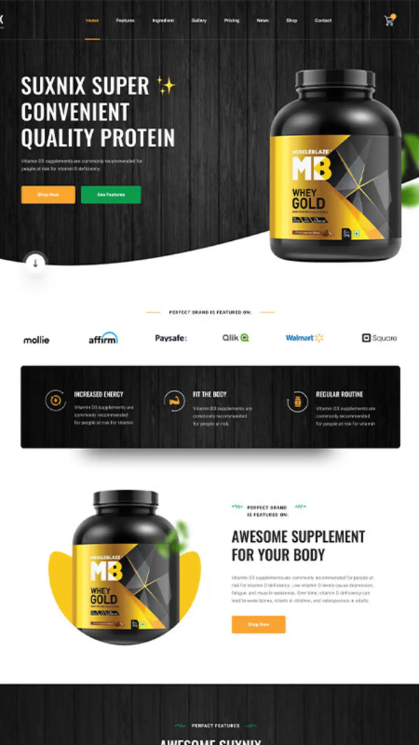 Shopify landing page layout example