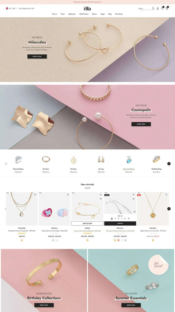 Shopify premium section layout example